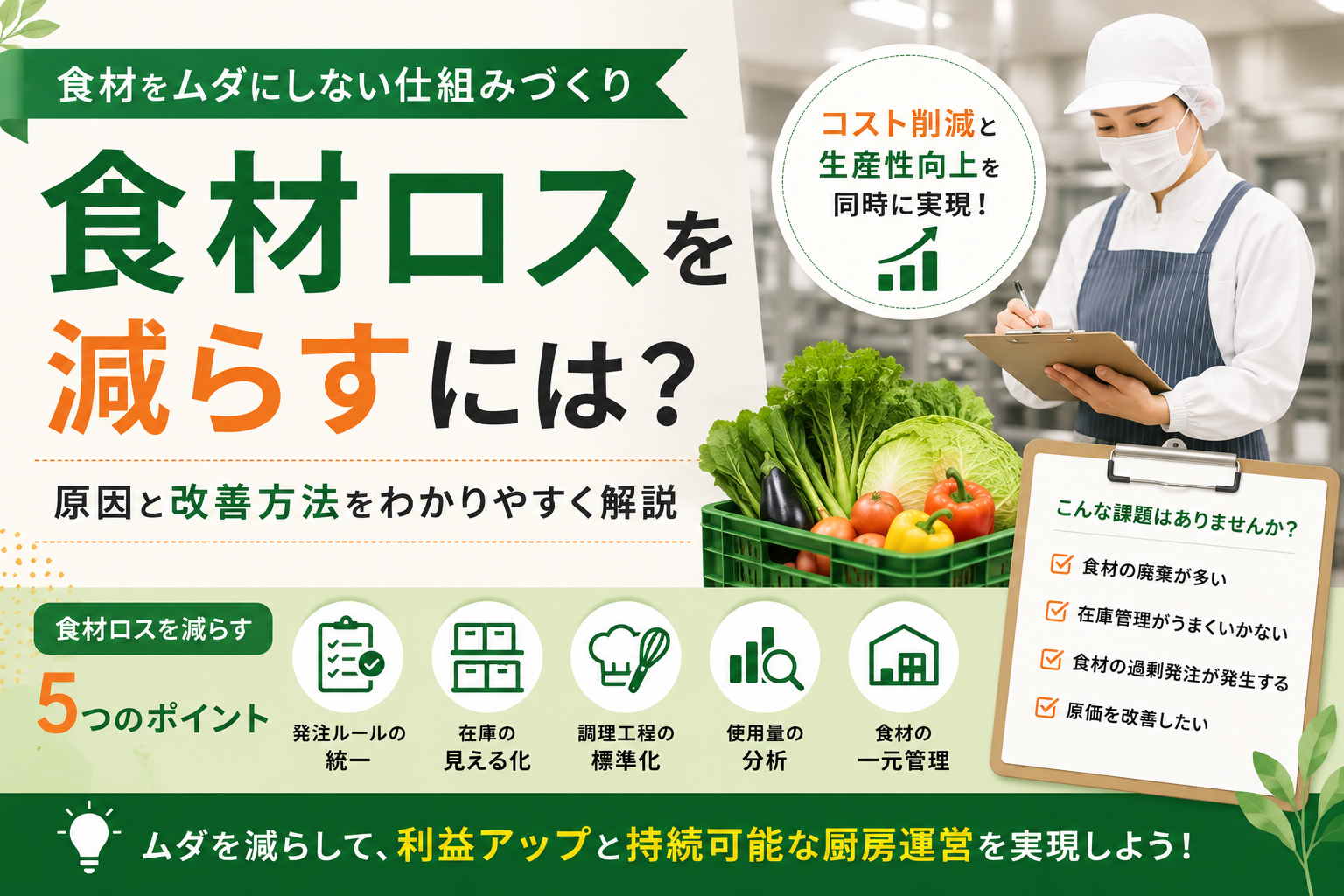 食材ロスを減らすには?厨房で今日からできる管理・改善方法を解説